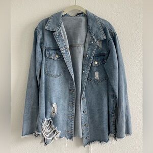 NWOT SHEIN Light Blue Distressed Jean Jacket